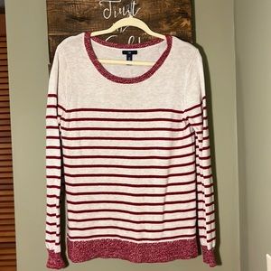GAP Red & Light Cream Striped Sweater